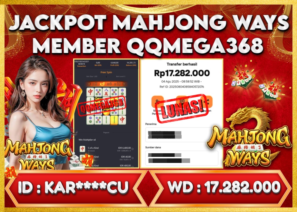 QQMEGA368 JACKPOT Rp 17.282.000  - LUNAS!!!