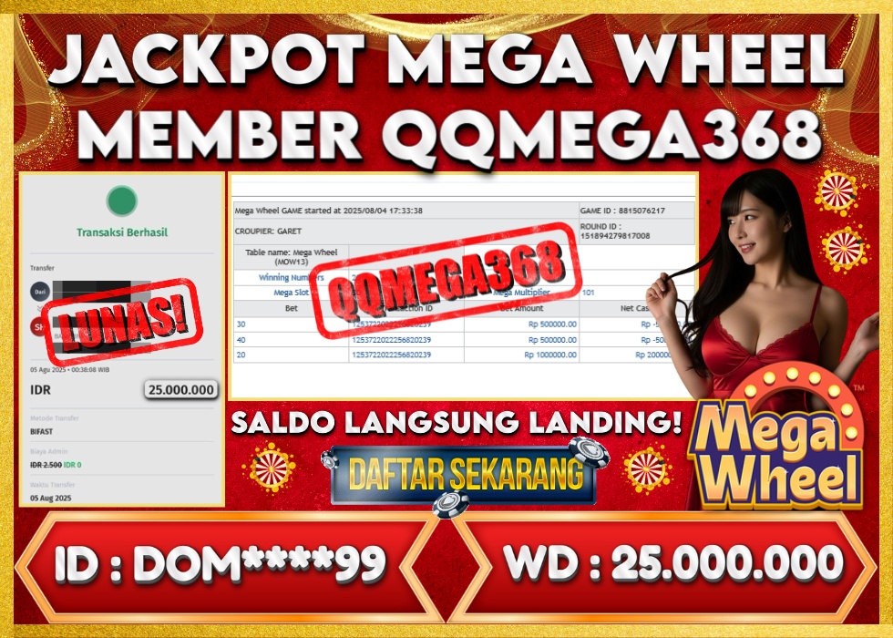 QQMEGA368 JACKPOT Rp 25.000.000  - LUNAS!!!