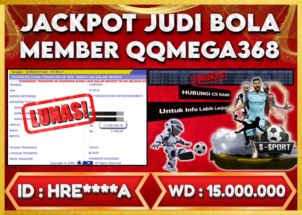 QQMEGA368 JACKPOT Rp 15.000.000  - LUNAS!!!