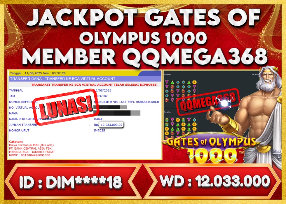 QQMEGA368 JACKPOT Rp 12.033.000  - LUNAS!!!