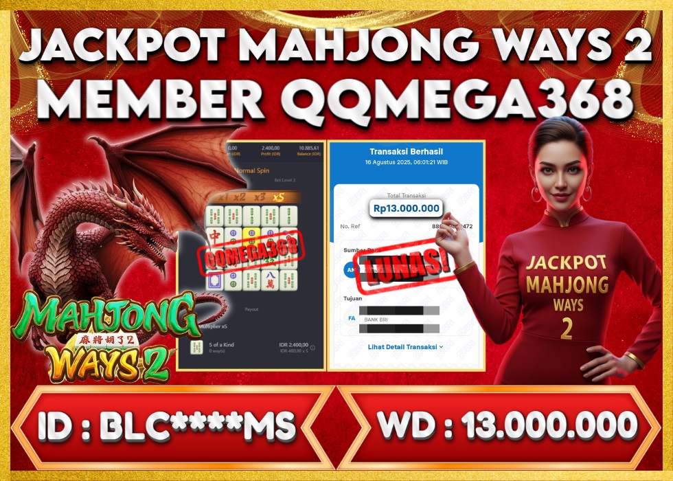 QQMEGA368 JACKPOT Rp 13.000.000  - LUNAS!!!