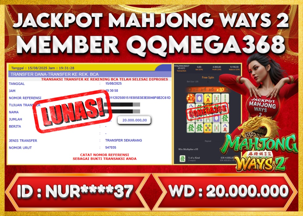 QQMEGA368 JACKPOT Rp 20.000.000 - LUNAS!!!