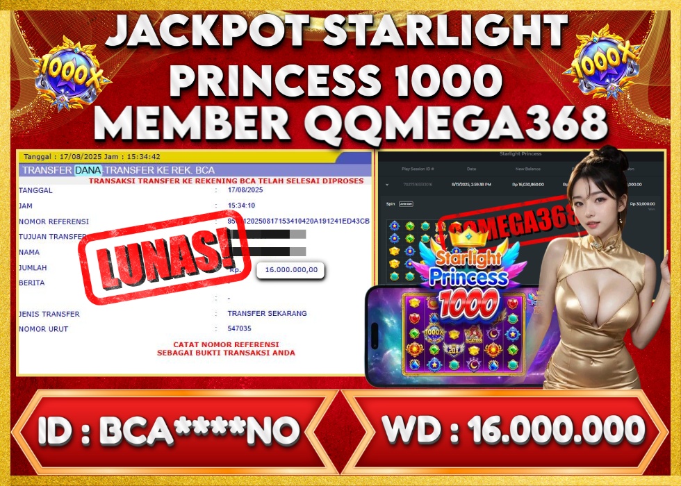 QQMEGA368 JACKPOT Rp 16.000.000 - LUNAS!!!