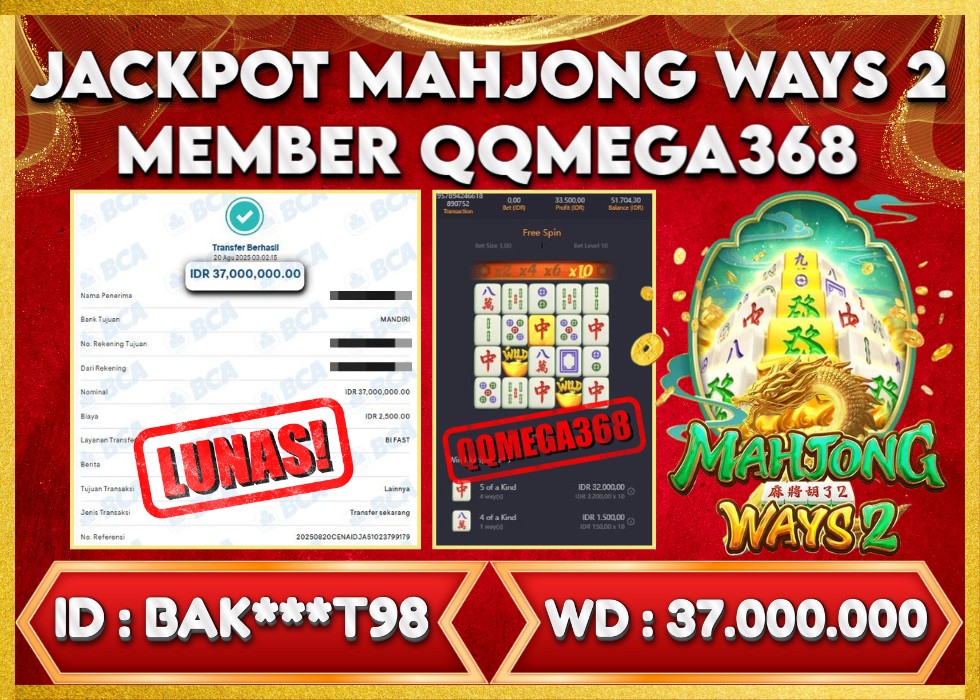 QQMEGA368 JACKPOT Rp 37.000.000 - LUNAS!!!