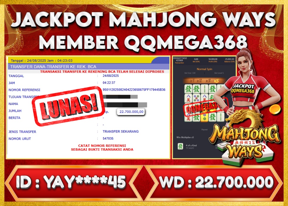 QQMEGA368 JACKPOT Rp 22.700.000  - LUNAS!!!