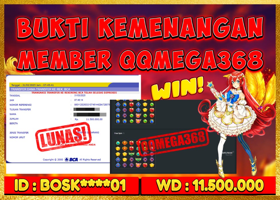 QQMEGA368 JACKPOT Rp 11.500.000 - LUNAS!!!