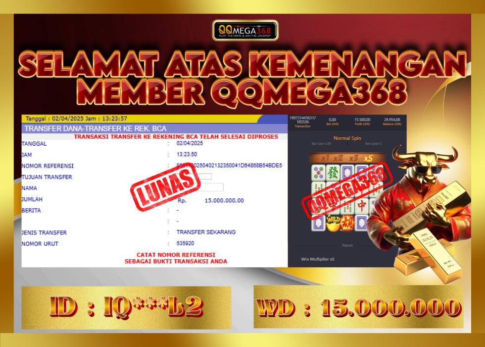 QQMEGA368 JACKPOT Rp 15.000.000 - LUNAS!!!