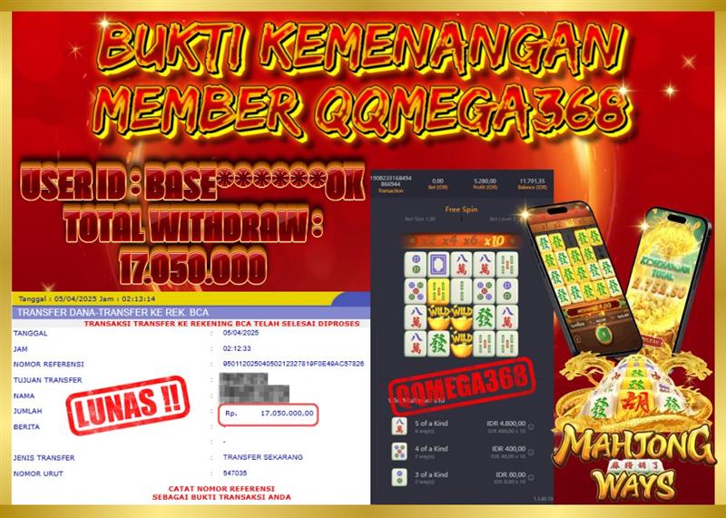 QQMEGA368 JACKPOT Rp 17.050.000 - LUNAS!!!