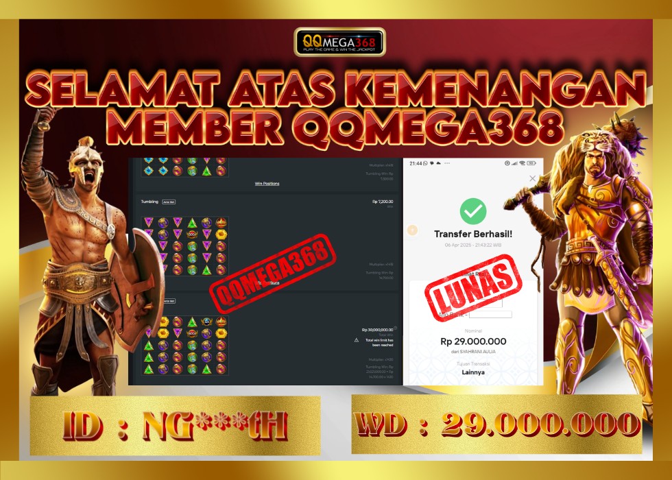 QQMEGA368 JACKPOT Rp 29.000.000 - LUNAS!!!