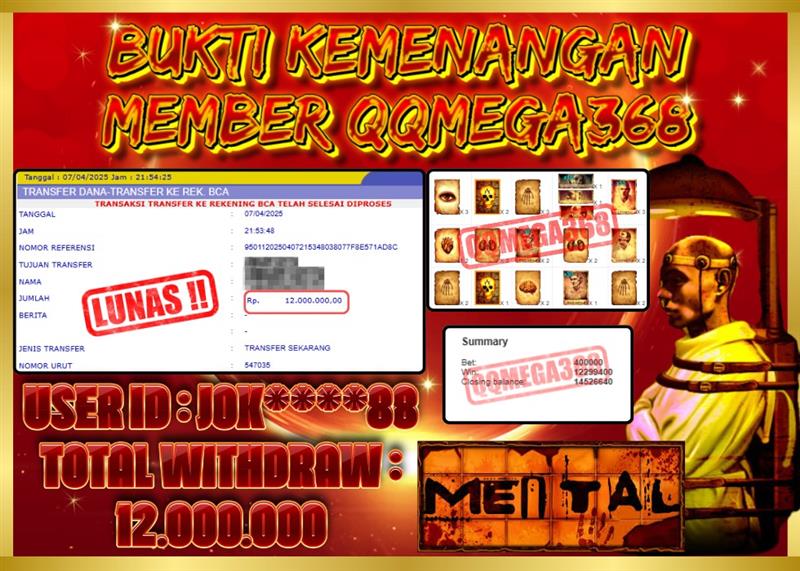 QQMEGA368 JACKPOT Rp 12.000.000 - LUNAS!!!