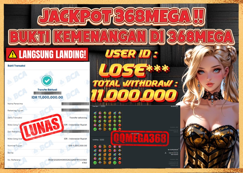 QQMEGA368 JACKPOT Rp 11.000.000 - LUNAS!!!