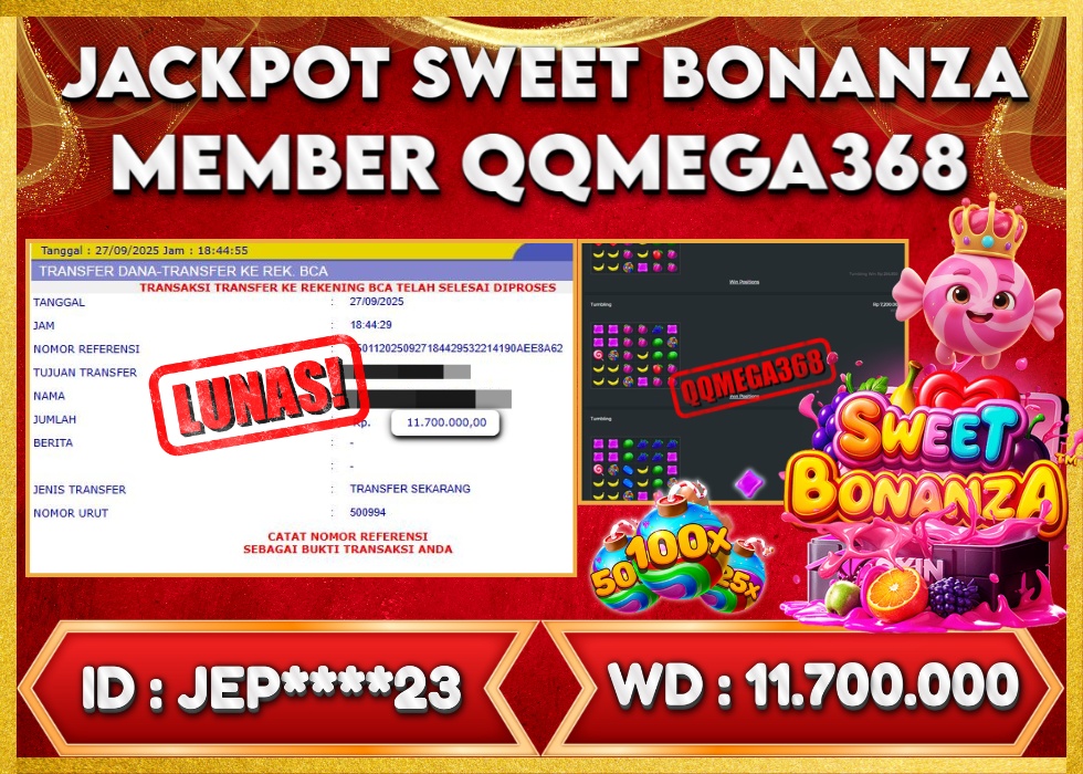 QQMEGA368 JACKPOT Rp 11.700.000 - LUNAS!!!