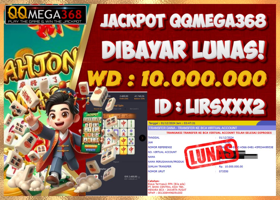 QQMEGA368 JACKPOT Rp 10.000.000 - LUNAS!!!