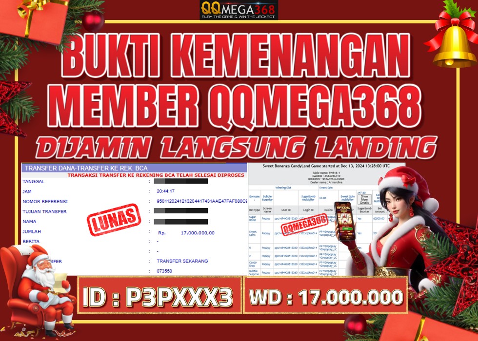 QQMEGA368 JACKPOT Rp 17.000.000 - LUNAS!!!