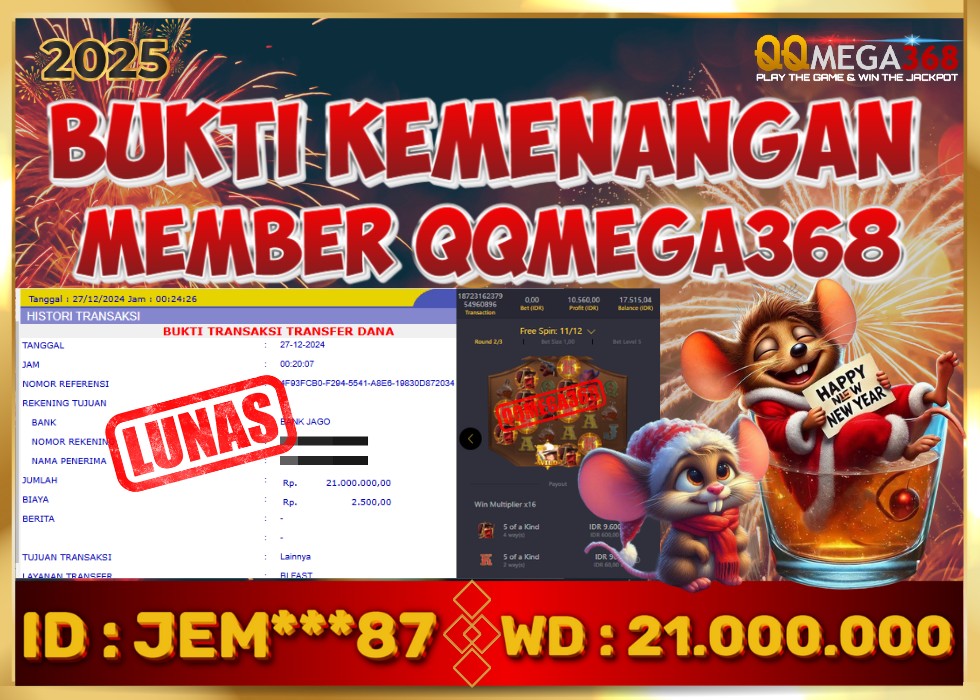 QQMEGA368 JACKPOT Rp 21.000.000 - LUNAS!!!