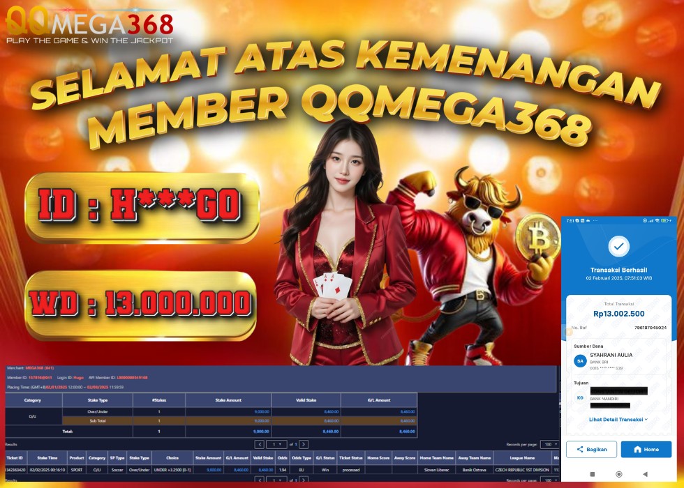 QQMEGA368 JACKPOT Rp 13.000.000 - LUNAS!!!
