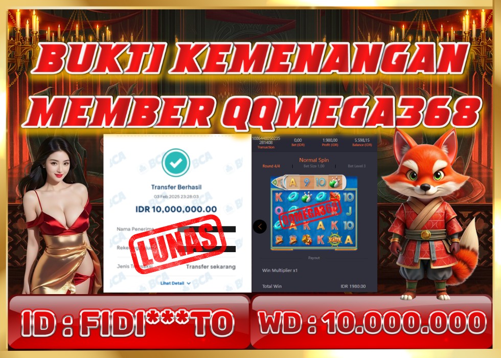 QQMEGA368 JACKPOT Rp 10.000.000 - LUNAS!!!