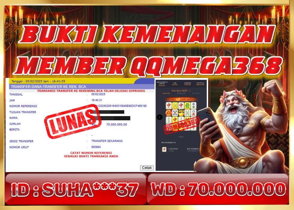 QQMEGA368 JACKPOT Rp 70.000.000 - LUNAS!!!