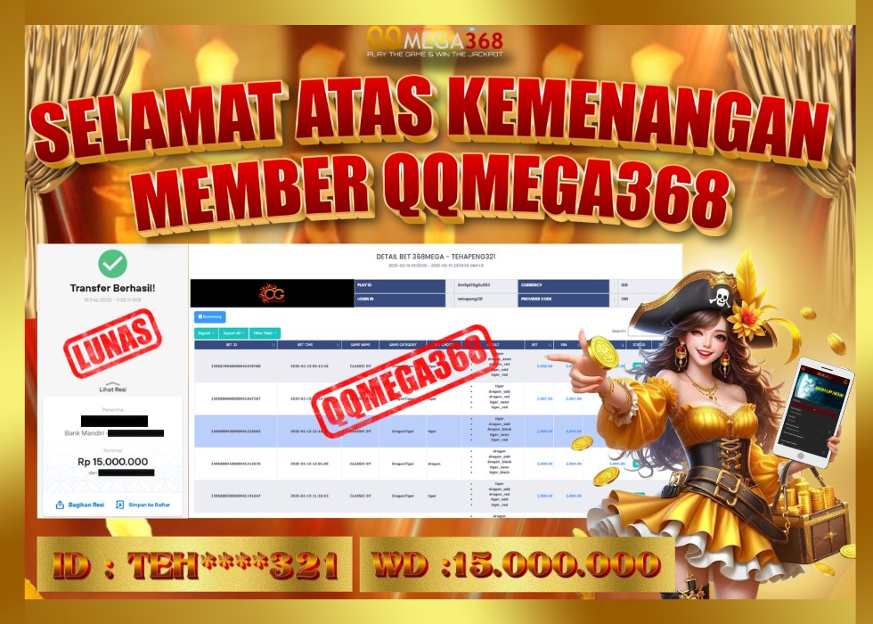 QQMEGA368 JACKPOT Rp 15.000.000 - LUNAS!!!
