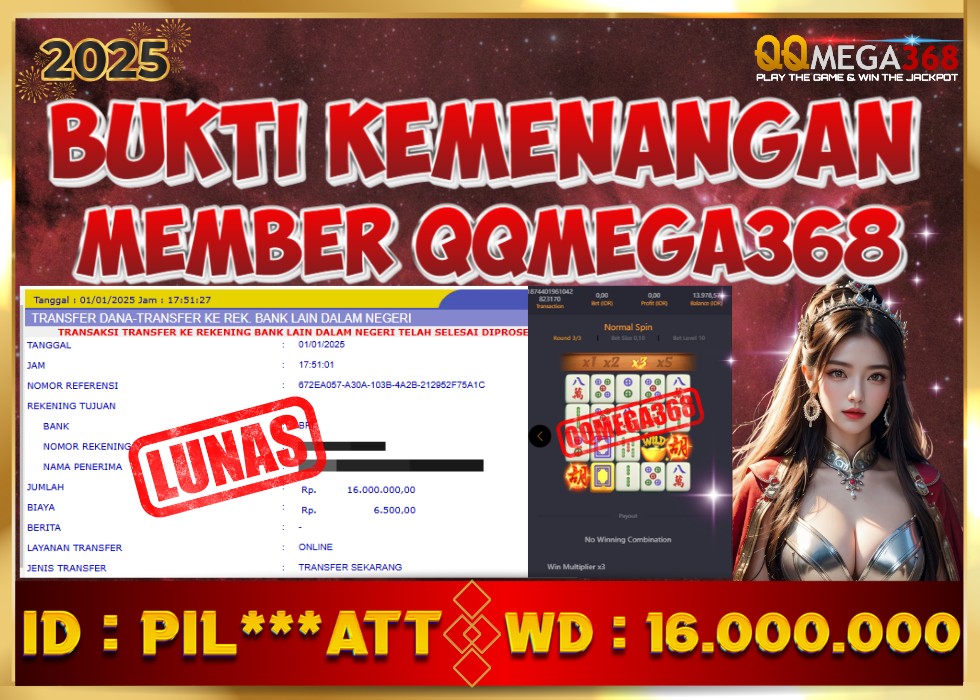 QQMEGA368 JACKPOT Rp 16.000.000 - LUNAS!!!