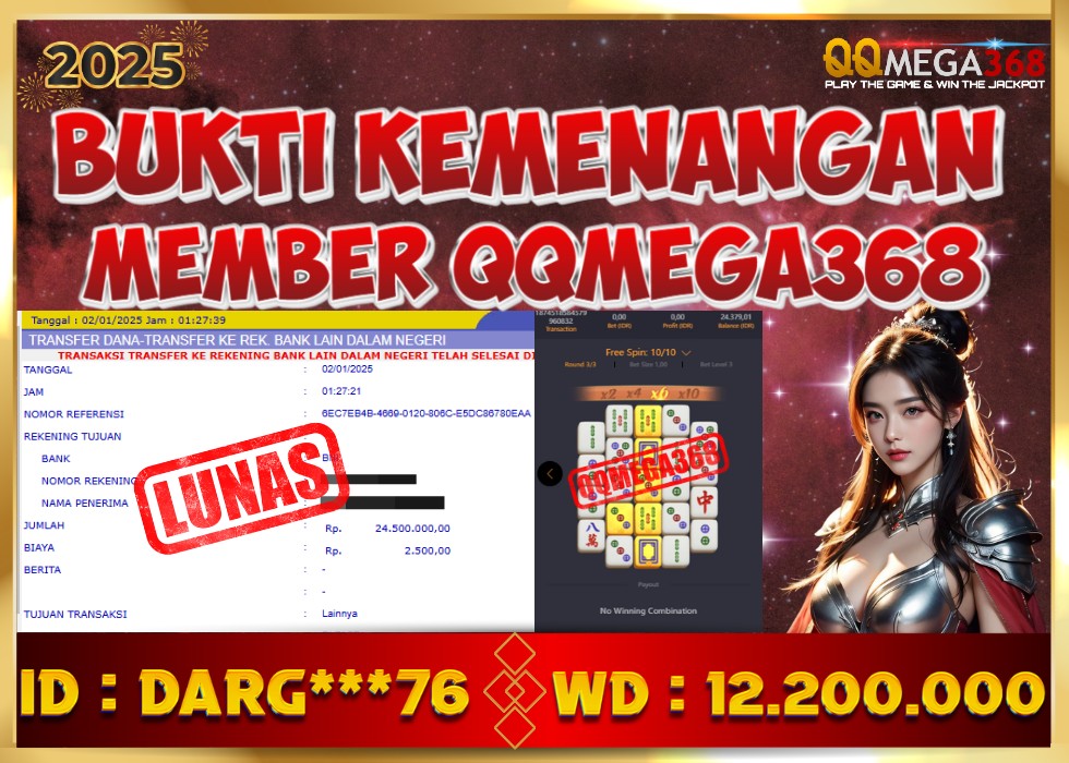 QQMEGA368 JACKPOT Rp 12.200.000 - LUNAS!!!