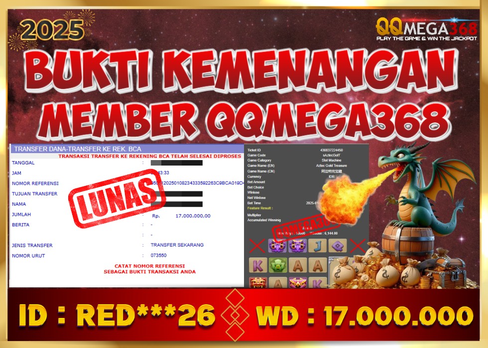 QQMEGA368 JACKPOT Rp 17.000.000 - LUNAS!!!