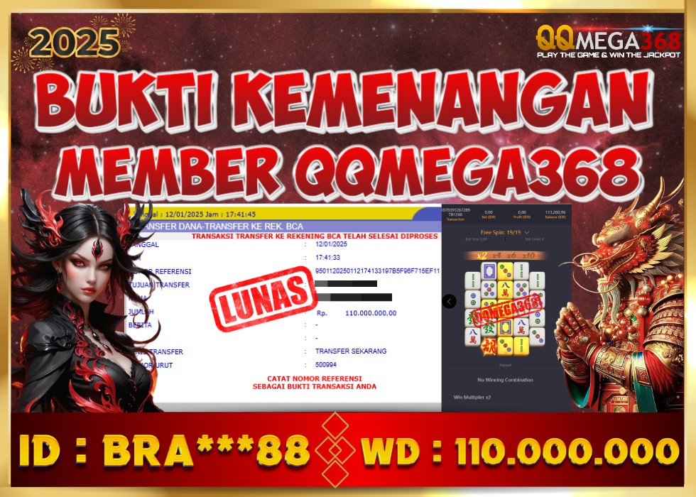 QQMEGA368 JACKPOT Rp 110.000.000 - LUNAS!!!