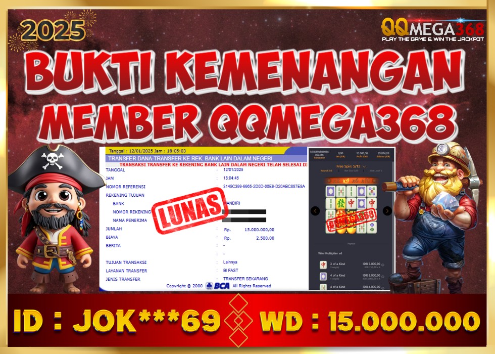 QQMEGA368 JACKPOT Rp 15.000.000 - LUNAS!!!