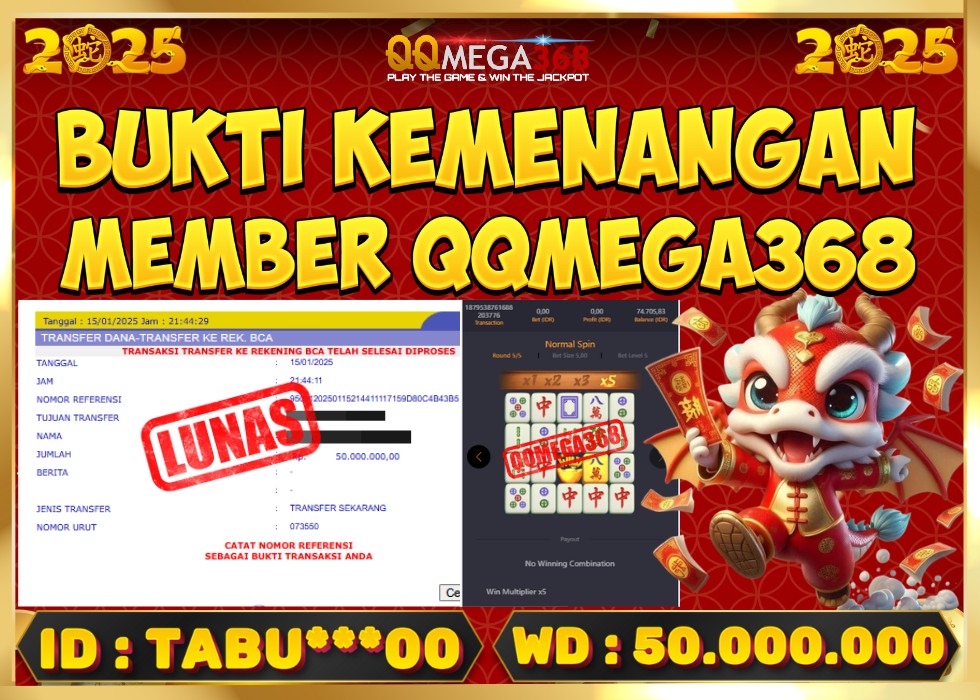 QQMEGA368 JACKPOT Rp 50.000.000 - LUNAS!!!