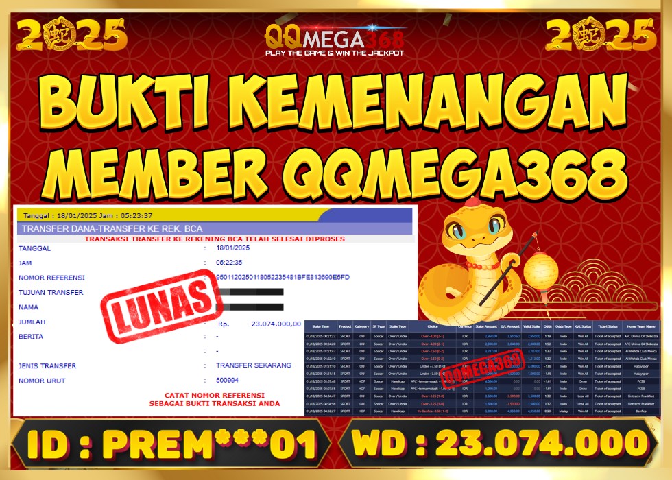 QQMEGA368 JACKPOT Rp 23.074.000 - LUNAS!!!