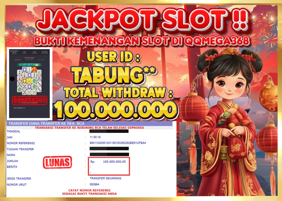 QQMEGA368 JACKPOT Rp 100.000.000 - LUNAS!!!