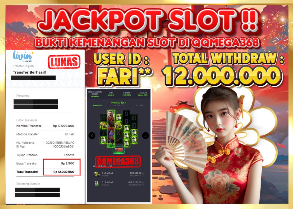 QQMEGA368 JACKPOT Rp 12.000.000 - LUNAS!!!