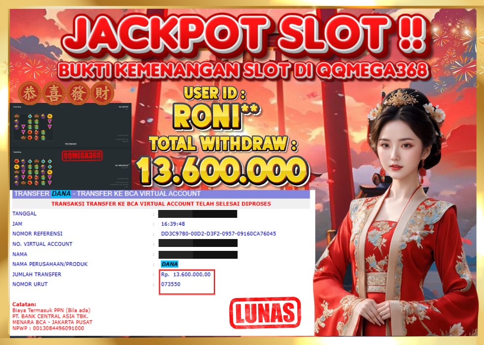 QQMEGA368 JACKPOT Rp 13.600.000 - LUNAS!!!
