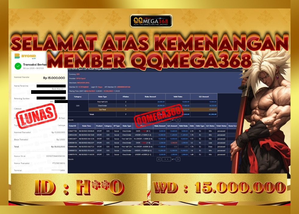 QQMEGA368 JACKPOT Rp 15.000.000 - LUNAS!!!