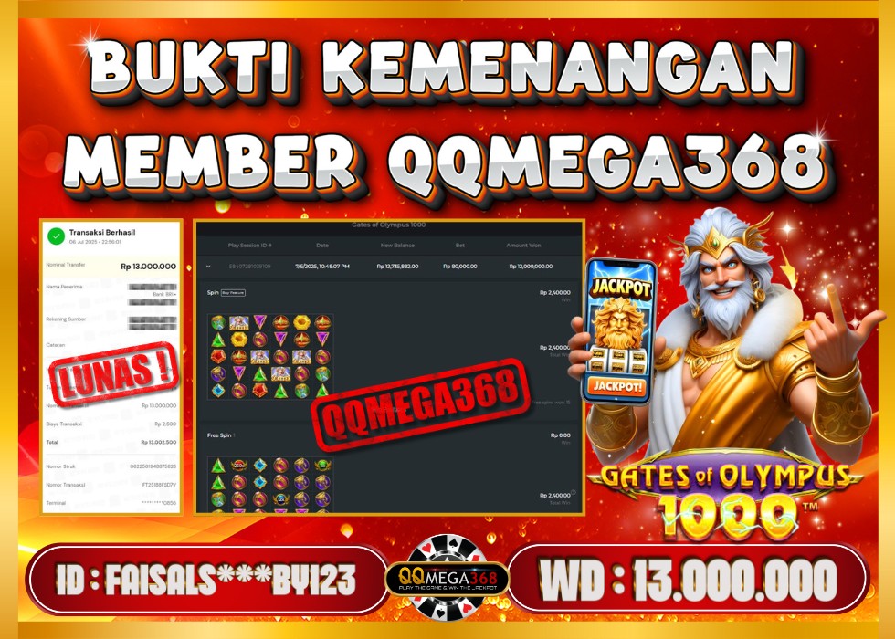 QQMEGA368 JACKPOT Rp 13.000.000 - LUNAS!!!
