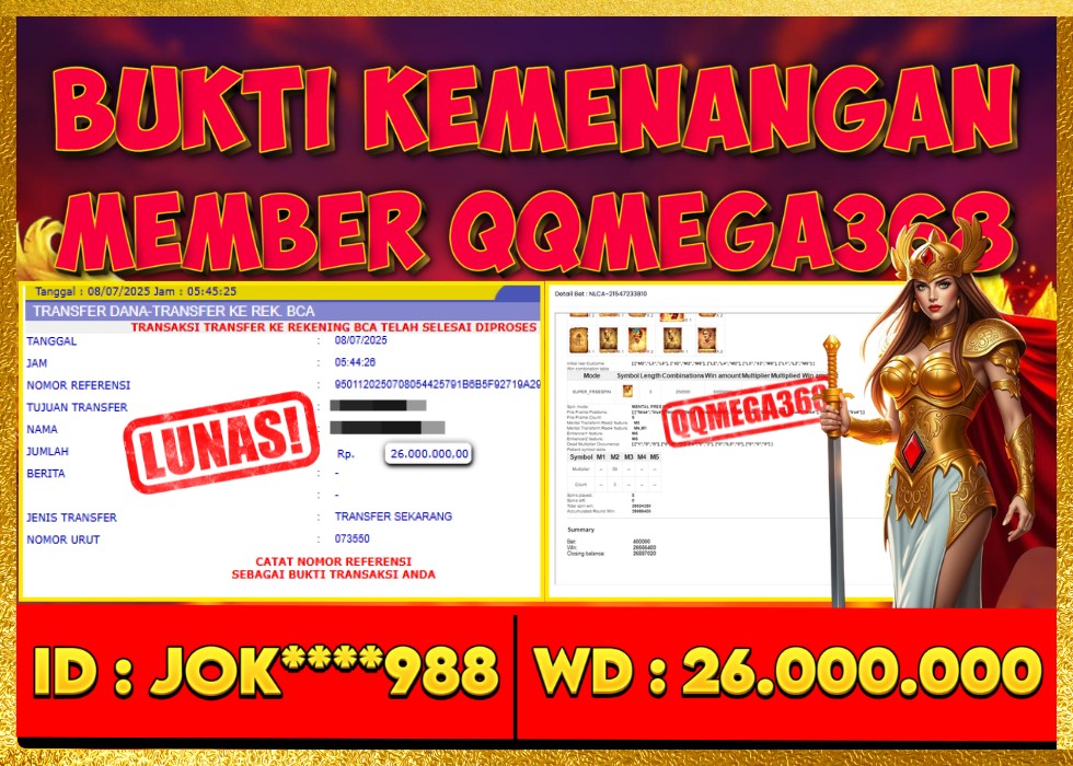 QQMEGA368 JACKPOT Rp 26.000.000 - LUNAS!!!