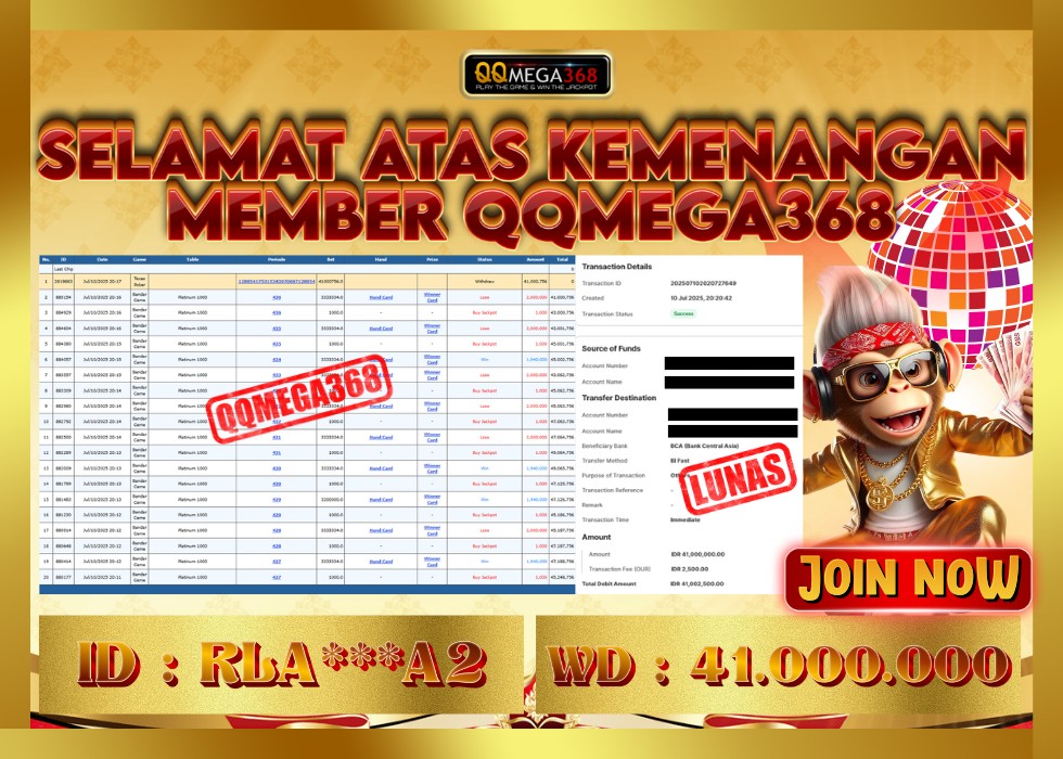QQMEGA368 JACKPOT Rp 41.000.000  - LUNAS!!!