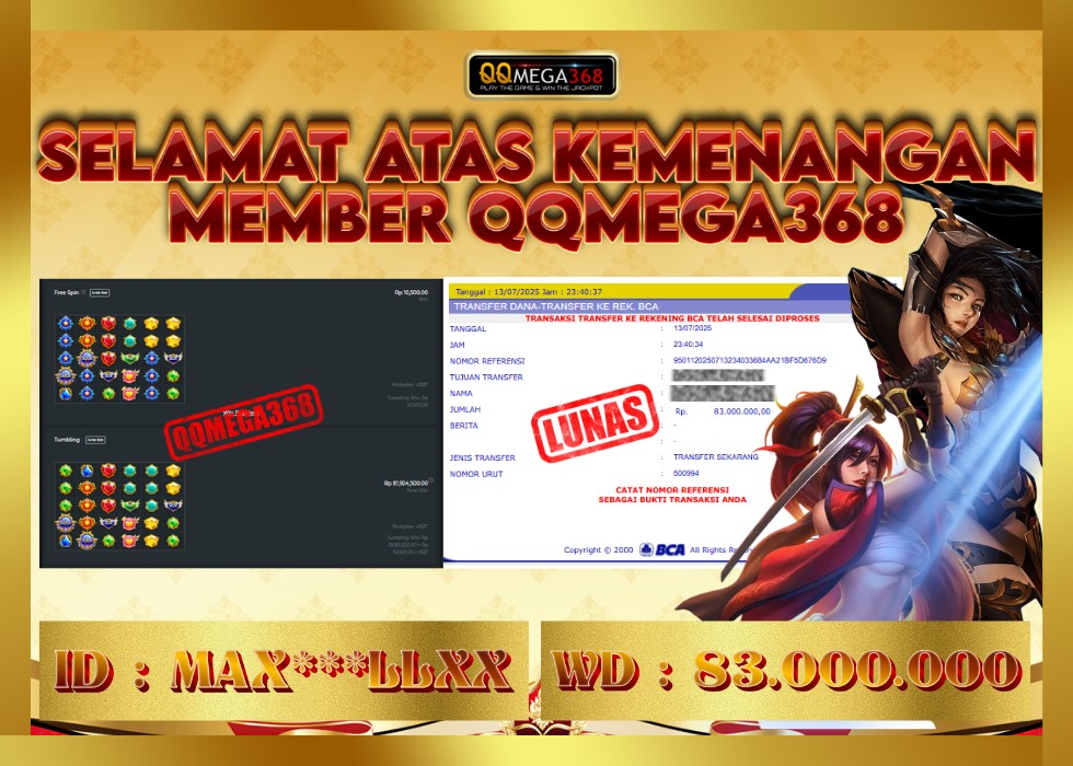 QQMEGA368 JACKPOT Rp 83.000.000  - LUNAS!!!