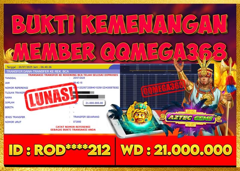 QQMEGA368 JACKPOT Rp 21.000.000 - LUNAS!!!