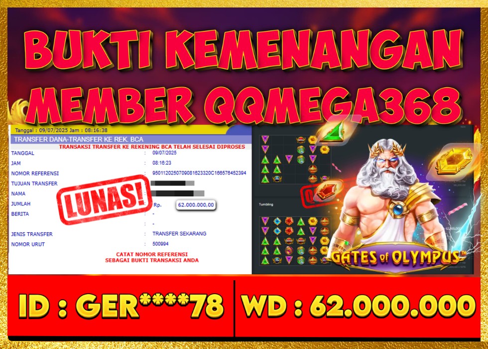 QQMEGA368 JACKPOT Rp 62.000.000 - LUNAS!!!