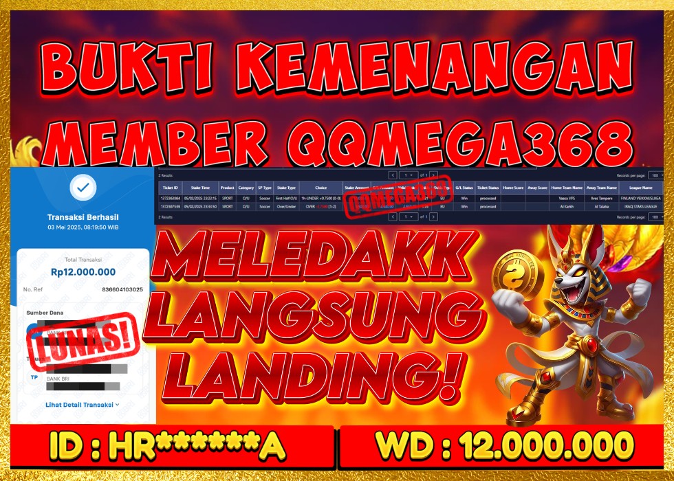QQMEGA368 JACKPOT Rp 12.000.000 - LUNAS!!!