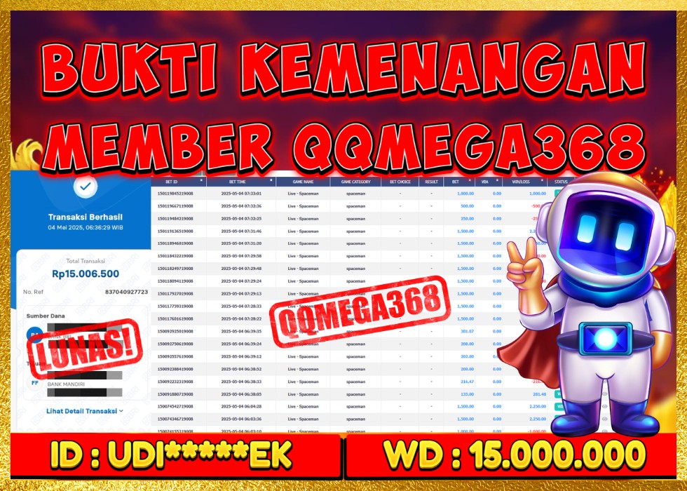 QQMEGA368 JACKPOT Rp 15.000.000 - LUNAS!!!
