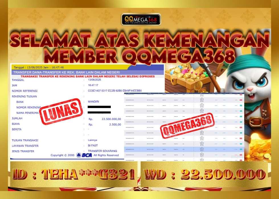 QQMEGA368 JACKPOT Rp 23.000.000  - LUNAS!!!