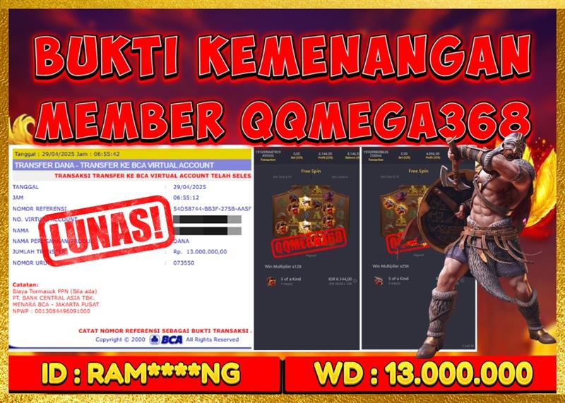 QQMEGA368 JACKPOT Rp 13.000.000 - LUNAS!!!