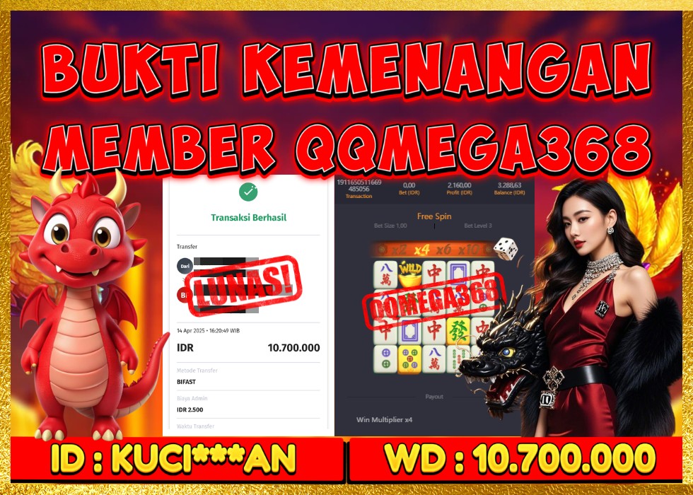 QQMEGA368 JACKPOT Rp 10.700.000 - LUNAS!!!