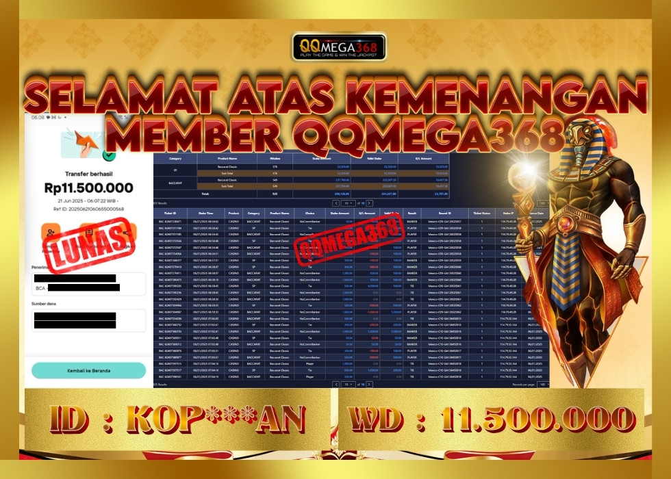 QQMEGA368 JACKPOT Rp 11.500.000 - LUNAS!!!