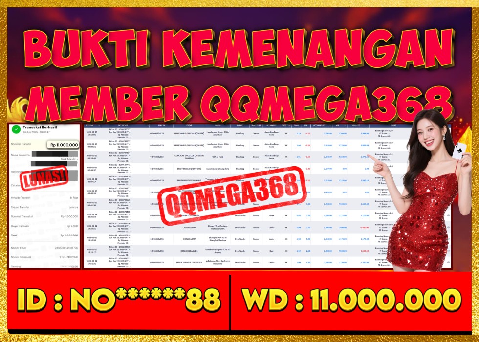 QQMEGA368 JACKPOT Rp 11.000.000 - LUNAS!!!