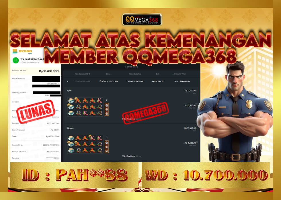 QQMEGA368 JACKPOT Rp 10.700.000 - LUNAS!!!