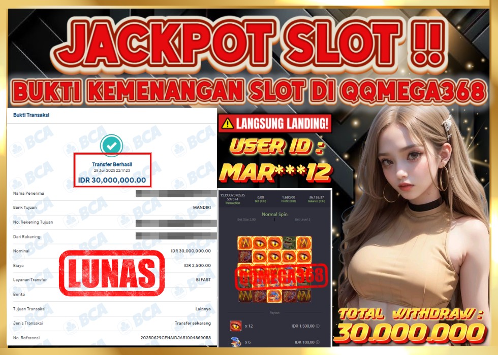 QQMEGA368 JACKPOT Rp 30.000.000  - LUNAS!!!