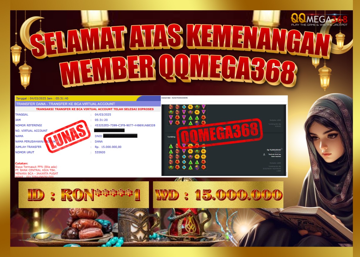 QQMEGA368 JACKPOT Rp 19.000.000 - LUNAS!!!